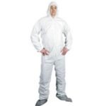 Overol Lakeland de micromax NS blanco cremallera, cintura y tobillos elásticos capucha y botas fijas T-XL