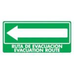 Ruta de evacuación flecha izquierda bilingüe