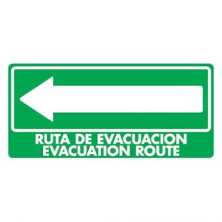 Ruta de evacuación flecha izquierda bilingüe
