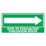 Ruta de evacuación flecha derecha bilingüe