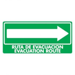 Ruta de evacuación flecha derecha bilingüe