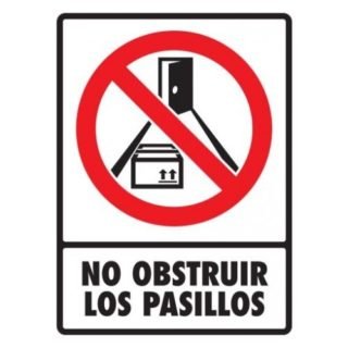 No obstruir pasillos 30 X 40cm